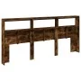 Cabecero de cama con luz LED roble ahumado 220x17x102 cm de vidaXL, Cabeceros y pies de cama - Ref: Foro24-839228, Precio: 11...