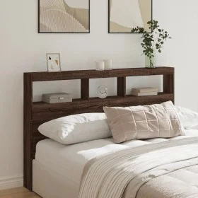 Cabecero de cama con luz LED marrón roble 160x17x102 cm de vidaXL, Cabeceros y pies de cama - Ref: Foro24-839209, Precio: 106...