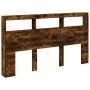 Cabecero de cama con luz LED roble ahumado 180x17x102 cm de vidaXL, Cabeceros y pies de cama - Ref: Foro24-839214, Precio: 10...