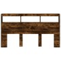 Cabecero de cama con luz LED roble ahumado 180x17x102 cm de vidaXL, Cabeceros y pies de cama - Ref: Foro24-839214, Precio: 10...