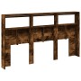 Cabecero de cama con luz LED roble ahumado 180x17x102 cm de vidaXL, Cabeceros y pies de cama - Ref: Foro24-839214, Precio: 10...