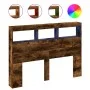 Cabecero de cama con luz LED roble ahumado 140x17x102 cm de vidaXL, Cabeceros y pies de cama - Ref: Foro24-839200, Precio: 84...