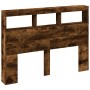 Cabecero de cama con luz LED roble ahumado 140x17x102 cm de vidaXL, Cabeceros y pies de cama - Ref: Foro24-839200, Precio: 85...