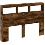 Cabecero de cama con luz LED roble ahumado 140x17x102 cm de vidaXL, Cabeceros y pies de cama - Ref: Foro24-839200, Precio: 84...