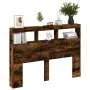 Cabecero de cama con luz LED roble ahumado 140x17x102 cm de vidaXL, Cabeceros y pies de cama - Ref: Foro24-839200, Precio: 84...