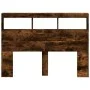 Cabecero de cama con luz LED roble ahumado 140x17x102 cm de vidaXL, Cabeceros y pies de cama - Ref: Foro24-839200, Precio: 84...