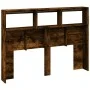 Cabecero de cama con luz LED roble ahumado 140x17x102 cm de vidaXL, Cabeceros y pies de cama - Ref: Foro24-839200, Precio: 84...