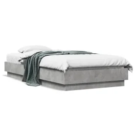 Estructura de cama madera de ingeniería gris hormigón 75x190 cm de vidaXL, Camas y somieres - Ref: Foro24-839640, Precio: 83,...