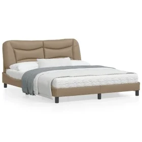 Estructura de cama cabecero cuero sintético capuchino 160x200cm de vidaXL, Camas y somieres - Ref: Foro24-3208013, Precio: 23...
