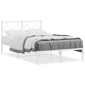 Metal bed frame with white headboard 120x200 cm by vidaXL, Beds and slatted bases - Ref: Foro24-376273, Price: 95,65 €, Disco...
