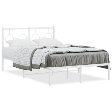 Estructura de cama de metal con cabecero blanca 120x200 cm de vidaXL, Camas y somieres - Ref: Foro24-376273, Precio: 96,99 €,...
