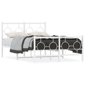 Estructura cama metal con cabecero y estribo blanco 120x190 cm de vidaXL, Camas y somieres - Ref: Foro24-376290, Precio: 107,...