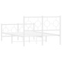 Estructura cama metal con cabecero y estribo blanco 120x190 cm de vidaXL, Camas y somieres - Ref: Foro24-376290, Precio: 108,...