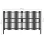 Anthrazitgraues Gartenzauntor aus Stahl 4x2,5 cm von vidaXL, Gartentore - Ref: Foro24-146338, Preis: 873,27 €, Rabatt: %