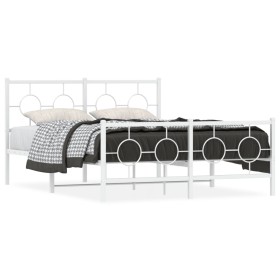 Estructura cama metal con cabecero y estribo blanco 135x190 cm de vidaXL, Camas y somieres - Ref: Foro24-376292, Precio: 112,...