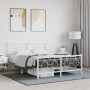 Estructura cama metal con cabecero y estribo blanco 135x190 cm de vidaXL, Camas y somieres - Ref: Foro24-376292, Precio: 112,...