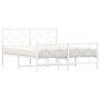 Estructura cama metal con cabecero y estribo blanco 135x190 cm de vidaXL, Camas y somieres - Ref: Foro24-376292, Precio: 112,...