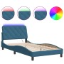 Estructura de cama con luces LED terciopelo azul 100x200 cm de vidaXL, Camas y somieres - Ref: Foro24-3213841, Precio: 156,61...