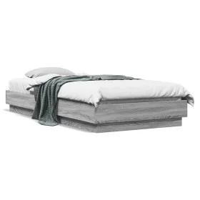 Sonoma gray engineered wood bed frame 100x200 cm by vidaXL, Beds and slatted bases - Ref: Foro24-839600, Price: 87,69 €, Disc...