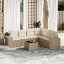 Set sofás de jardín 7 piezas y cojines ratán sintético beige en Conjuntos de jardín | Comprar online en Foru.es
