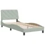 Light gray velvet bed frame with headboard 90x200 cm by vidaXL, Beds and slatted bases - Ref: Foro24-3207899, Price: 143,39 €...