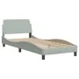 Light gray velvet bed frame with headboard 90x200 cm by vidaXL, Beds and slatted bases - Ref: Foro24-3207899, Price: 143,39 €...