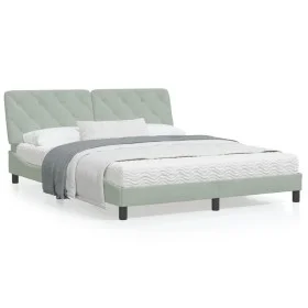 Light gray velvet bed frame with headboard 160x200cm by vidaXL, Beds and slatted bases - Ref: Foro24-3207929, Price: 231,01 €...
