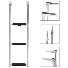 Escalera de embarque plegable 3 peldaños acero inoxidable de vidaXL, Escalas para barcos - Ref: Foro24-92374, Precio: 66,50 €...