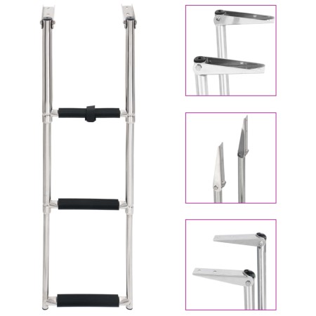 Escalera de embarque plegable 3 peldaños acero inoxidable de vidaXL, Escalas para barcos - Ref: Foro24-92374, Precio: 67,49 €...