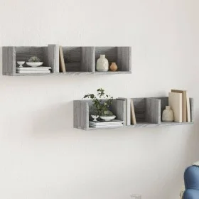 Wall furniture 2 units Sonoma gray engineered wood 75x18x16.5 cm by vidaXL, Shelves and shelves - Ref: Foro24-840440, Price: ...