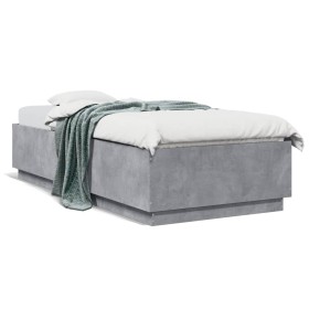 Estructura de cama madera de ingeniería gris hormigón 90x200cm de vidaXL, Camas y somieres - Ref: Foro24-3209726, Precio: 115...