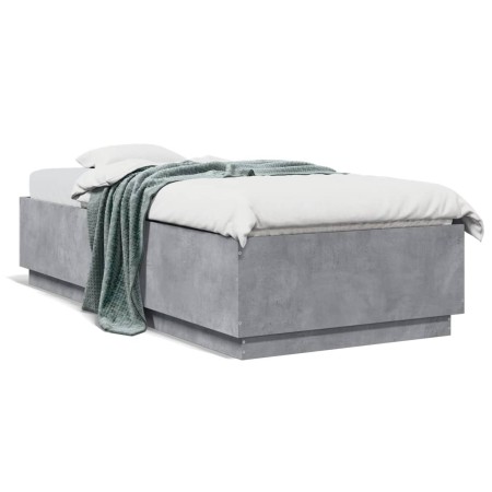 Estructura de cama madera de ingeniería gris hormigón 90x200cm de vidaXL, Camas y somieres - Ref: Foro24-3209726, Precio: 115...