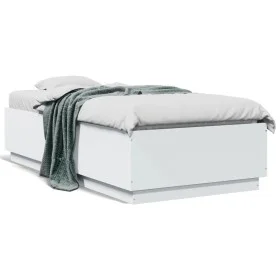 Estructura de cama madera de ingeniería blanca 90x190 cm de vidaXL, Camas y somieres - Ref: Foro24-3209751, Precio: 112,87 €,...