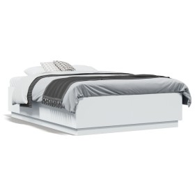 Estructura de cama madera de ingeniería blanca 140x190 cm de vidaXL, Camas y somieres - Ref: Foro24-3209730, Precio: 155,94 €...
