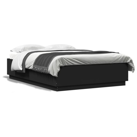 Estructura de cama madera de ingeniería negra 160x200 cm de vidaXL, Camas y somieres - Ref: Foro24-3209689, Precio: 159,60 €,...