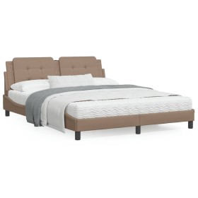 Estructura de cama con luces LED cuero PE capuchino 160x200 cm de vidaXL, Camas y somieres - Ref: Foro24-3214121, Precio: 224...