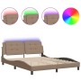 Estructura de cama con luces LED cuero PE capuchino 160x200 cm de vidaXL, Camas y somieres - Ref: Foro24-3214121, Precio: 224...