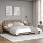 Estructura de cama con luces LED cuero PE capuchino 160x200 cm de vidaXL, Camas y somieres - Ref: Foro24-3214121, Precio: 224...
