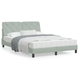 Estructura de cama con cabecero terciopelo gris claro 140x190cm de vidaXL, Camas y somieres - Ref: Foro24-3207917, Precio: 18...
