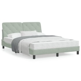 Estructura cama con luces LED terciopelo gris claro 120x200 cm de vidaXL, Camas y somieres - Ref: Foro24-3213843, Precio: 176...