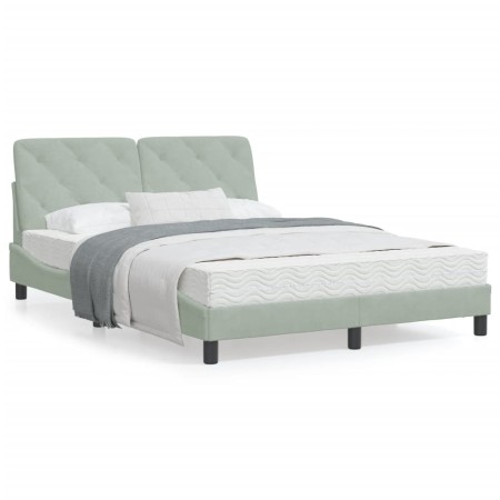 Estructura cama con luces LED terciopelo gris claro 140x200 cm de vidaXL, Camas y somieres - Ref: Foro24-3213855, Precio: 196...