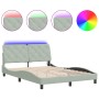Estructura cama con luces LED terciopelo gris claro 140x200 cm de vidaXL, Camas y somieres - Ref: Foro24-3213855, Precio: 196...
