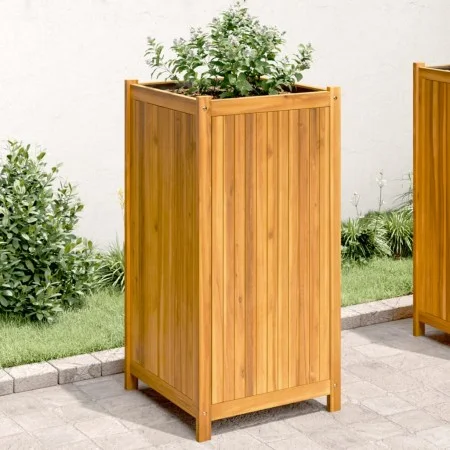 Jardinera con forro madera maciza de acacia 50x50x100 cm de vidaXL, Maceteros y jardineras - Ref: Foro24-366447, Precio: 144,...