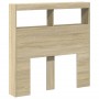 Cabecero de cama con LED roble Sonoma 100x17x102 cm de vidaXL, Cabeceros y pies de cama - Ref: Foro24-839184, Precio: 60,54 €...