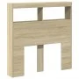 Cabecero de cama con LED roble Sonoma 100x17x102 cm de vidaXL, Cabeceros y pies de cama - Ref: Foro24-839184, Precio: 63,50 €...