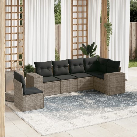 Set de muebles de jardín 6 pzas y cojines ratán sintético gris en Conjuntos de jardín | Comprar online en Foru.es