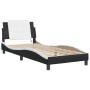 Estructura cama con LED cuero sintético negro blanco 90x200 cm de vidaXL, Camas y somieres - Ref: Foro24-3214087, Precio: 142...