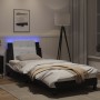 Estructura cama con LED cuero sintético negro blanco 90x200 cm de vidaXL, Camas y somieres - Ref: Foro24-3214087, Precio: 142...