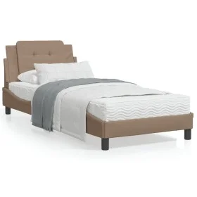 Estructura de cama con LED cuero sintético capuchino 100x200 cm de vidaXL, Camas y somieres - Ref: Foro24-3214093, Precio: 13...