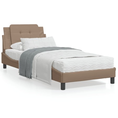 Estructura de cama con LED cuero sintético capuchino 100x200 cm de vidaXL, Camas y somieres - Ref: Foro24-3214093, Precio: 14...